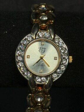 EJ Quartz Crystal Bezel Bracelet Watch Japan Movt New Battery